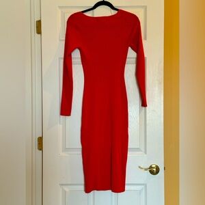 Olive & Oak Ladies Long Sleeve Orange Ribbed Knit Maxi Dress size small
